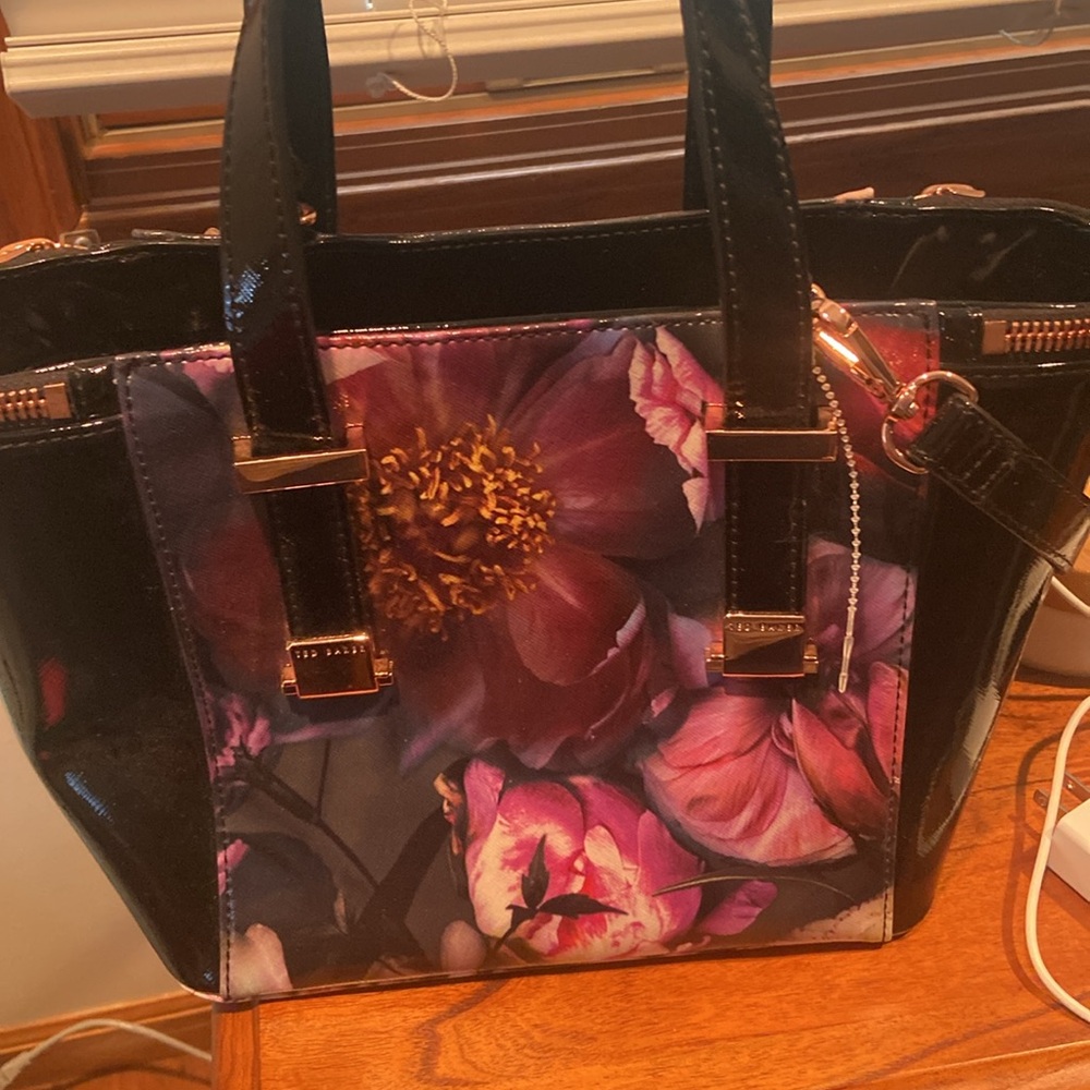 Ted Baker London Floral Shoulder Bag - Black and Pink - Picture 8 of 9